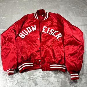 Vintage 1980's Mens Sz XXL Budweiser Padded Satin Quilted Jacket Made in USA